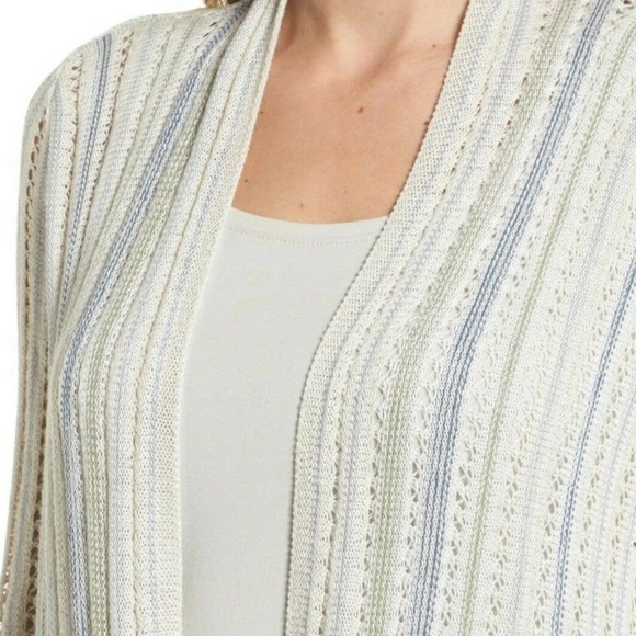 NIC + ZOE Size Medium COURTYARD DRAPEY KNIT CARDIGAN SWEATER IN MULT - Picture 4 of 10